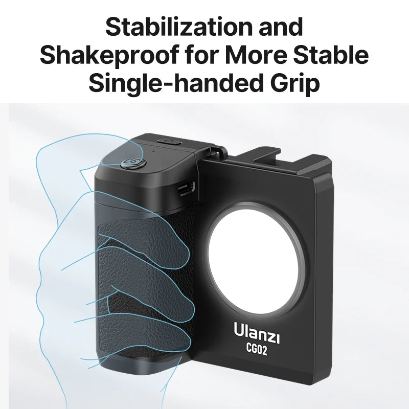 CG02 Smartphone Selfie Grip Wireless Bluetooth Handle with 5500K Fill Light Phone as Camera Photo Stabilizer